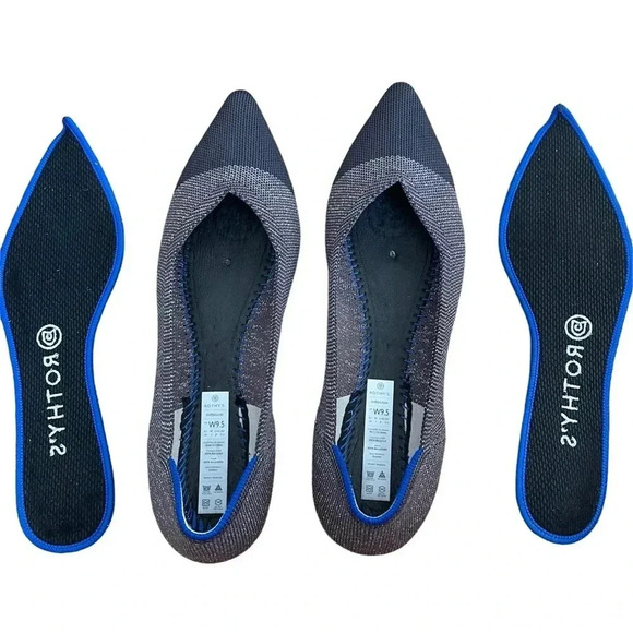 Rothy’s Twilight Metallic Captoe Points Flat Shoes Size 9.5 - Picture 3 of 11